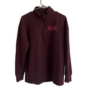 Victoria Sport Women's Burgundy Quarter Zip Pullover Sweatshirt Size Large